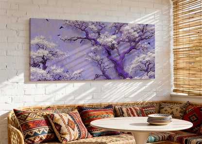 Purple Blossom Tree Canvas Wall Art – Elegant Floral Landscape – Single & 3 Panel Canvas – AI PRINT LAB