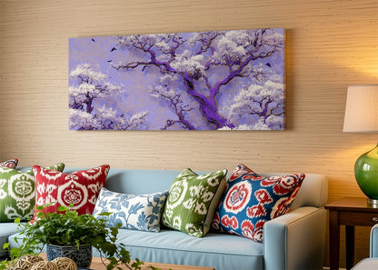 Purple Blossom Tree Canvas Wall Art – Elegant Floral Landscape – Single & 3 Panel Canvas – AI PRINT LAB