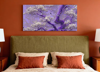 Purple Blossom Tree Canvas Wall Art – Elegant Floral Tree Landscape – Single & 3 Panel Canvas – AI PRINT LAB