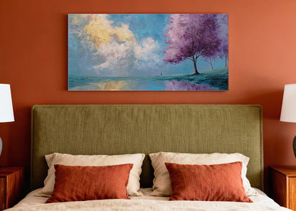 Purple Blossom Tree Landscape Canvas Wall Art – Single & 3 Panel Canvas – AI PRINT LAB