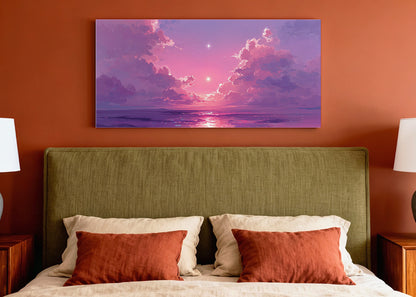 Purple Dream Sunset Canvas Wall Art – Fantasy Ocean Sky Canvas – Single & 3 Panel Canvas – AI PRINT LAB
