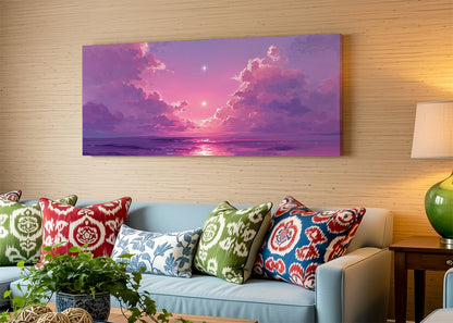 Purple Dream Sunset Canvas Wall Art – Fantasy Ocean Sky Canvas – Single & 3 Panel Canvas – AI PRINT LAB