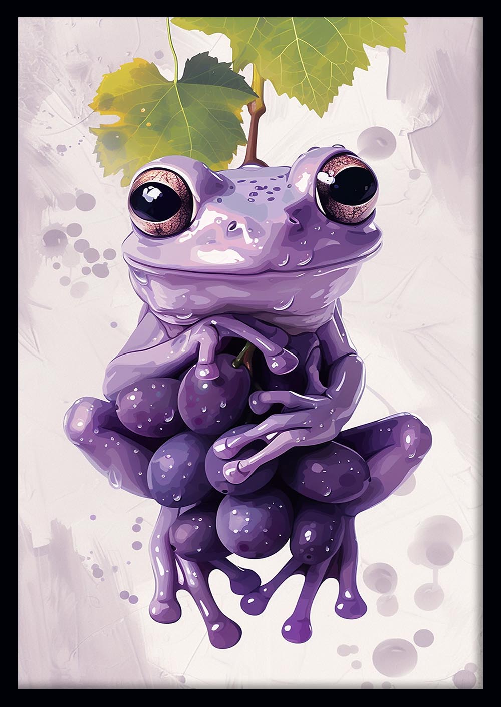 Purple Frog with Grapes – Quirky Animal Poster & Canvas Wall Art – T1133 – AiPrintLab