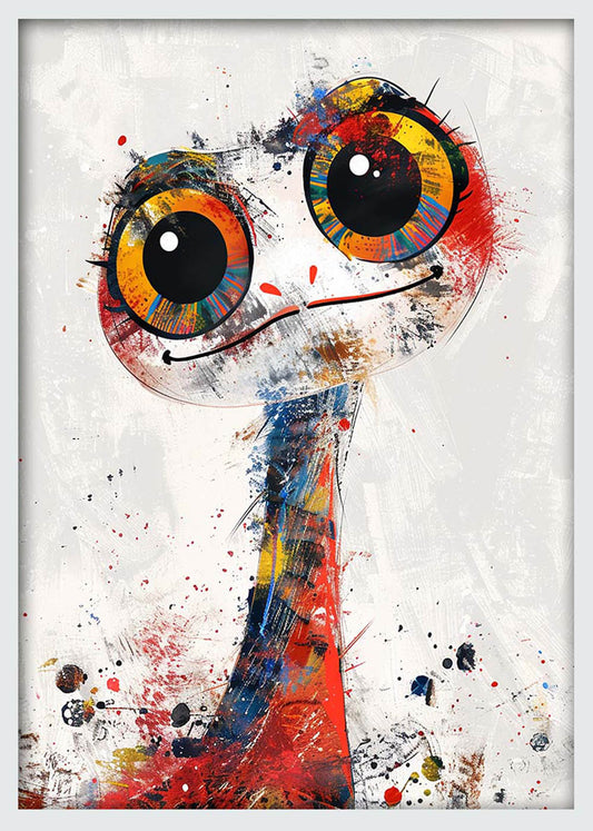 Quirky Ostrich Face – Color Splash Animal Canvas & Poster Wall Art – T1176 – AiPrintLab