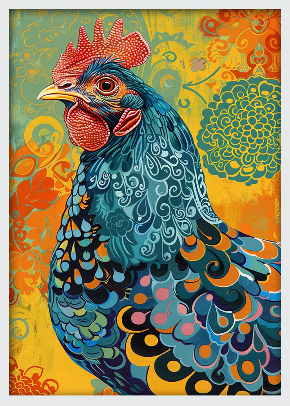 Radiant Rooster Pop Art – Colorful Chicken Canvas & Poster Wall Print – T1099 – AiPrintLab