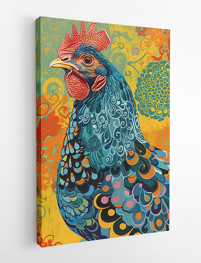 Radiant Rooster Pop Art – Colorful Chicken Canvas & Poster Wall Print – T1099 – AiPrintLab
