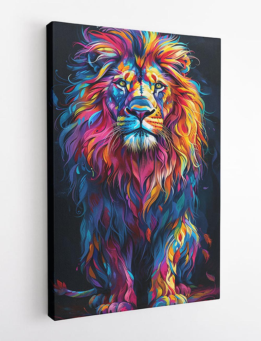Rainbow Majesty Lion – Vibrant Regal Jungle Canvas Art – T851 – AiPrintLab