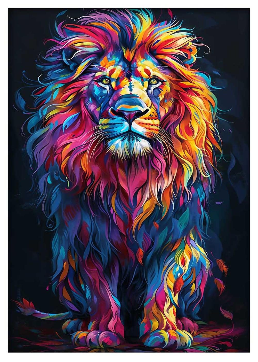 Rainbow Majesty Lion – Vibrant Regal Jungle Canvas Art – T851 – AiPrintLab