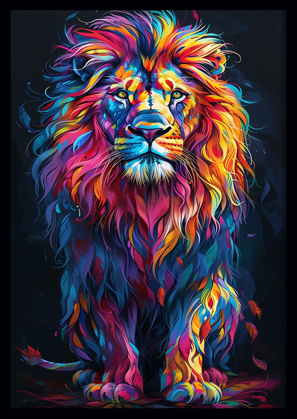 Rainbow Majesty Lion – Vibrant Regal Jungle Canvas Art – T851 – AiPrintLab