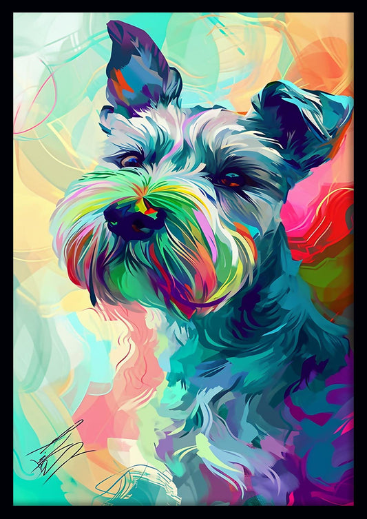 Rainbow Schnauzer Dog Portrait – Colorful Pop Art Pet Canvas – T848 – AiPrintLab