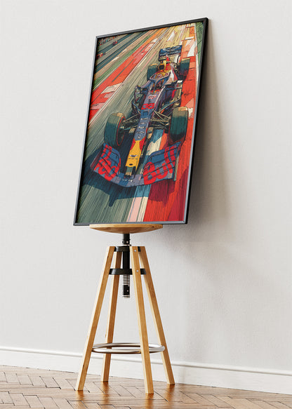 Red Bull Illustrated Formula 1 Racing Car Poster Canvas & Print – AI PRINT LAB