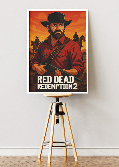Red Dead Redemption 2 Wall Art | Iconic Western Cowboy Gaming Poster & Canvas