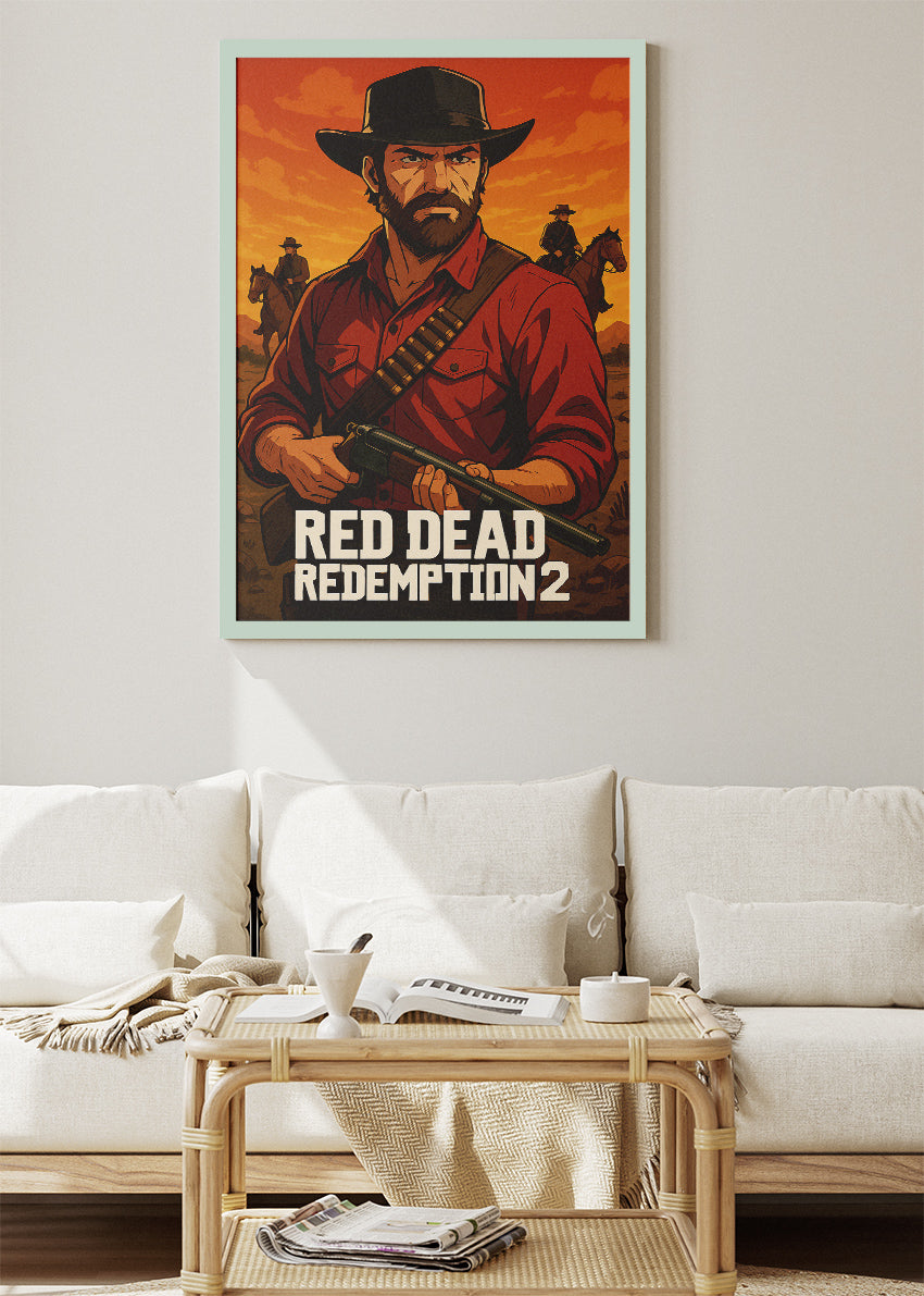 Red Dead Redemption 2 Wall Art | Iconic Western Cowboy Gaming Poster & Canvas