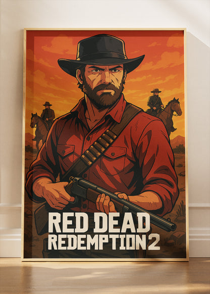 Red Dead Redemption 2 Wall Art | Iconic Western Cowboy Gaming Poster & Canvas