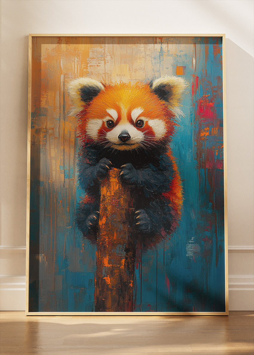 Red Panda Art Poster & Canvas Print – Colorful Impressionist Animal Painting