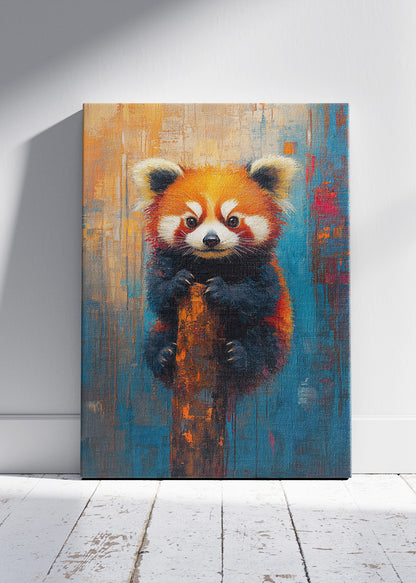 Red Panda Art Poster & Canvas Print – Colorful Impressionist Animal Painting
