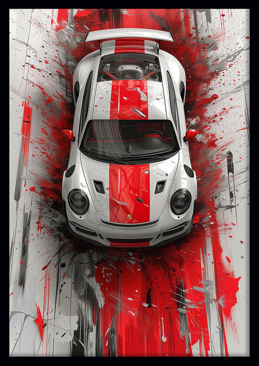 Red & White Porsche GT Art – Dynamic Sports Car Canvas & Poster Wall Print – T1084 – AiPrintLab