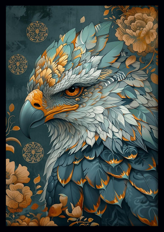 Regal Fantasy Eagle Illustration – Ornate Canvas & Poster Art – T904 – AiPrintLab