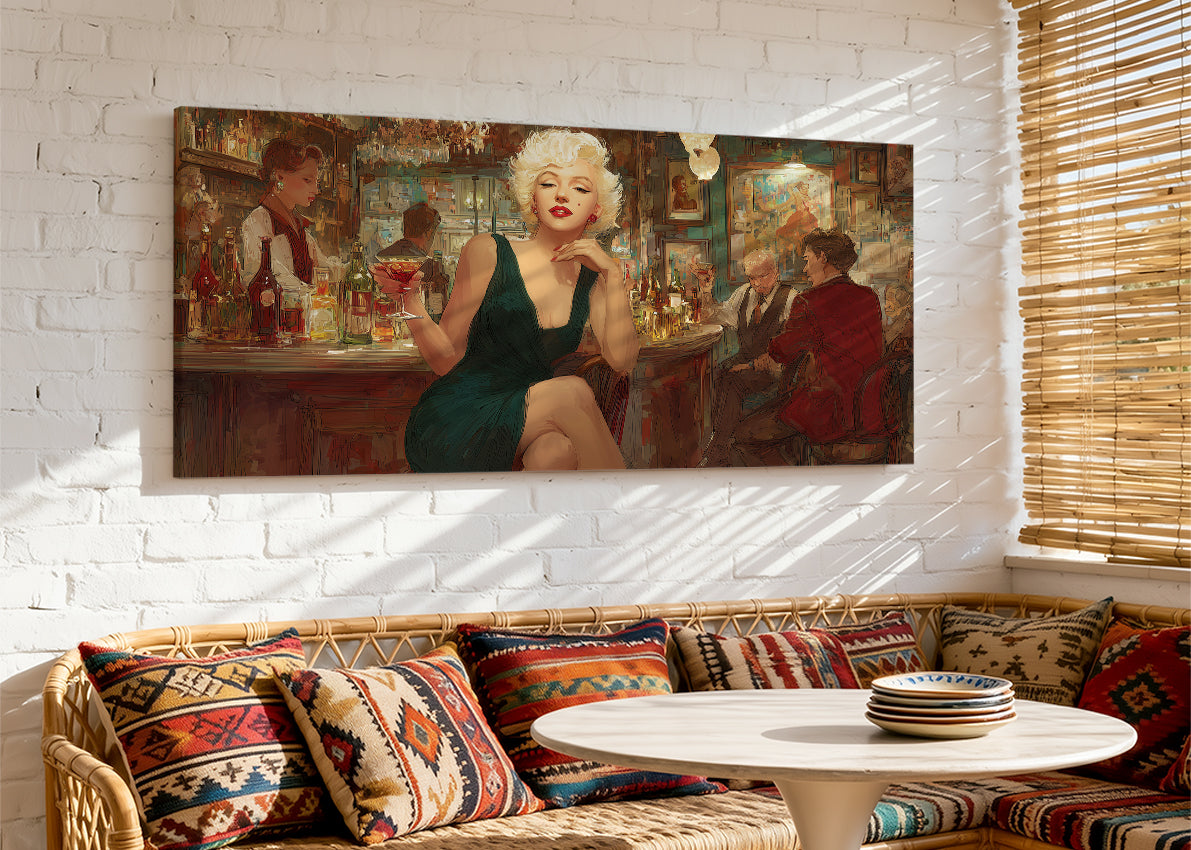 Retro Bar Elegance Canvas Wall Art – Single & 3 Panel Split – AI PRINT LAB