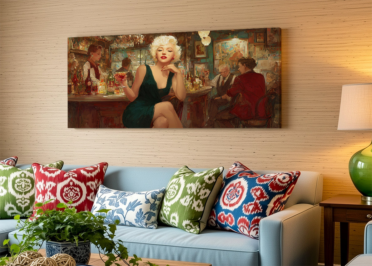 Retro Bar Elegance Canvas Wall Art – Single & 3 Panel Split – AI PRINT LAB