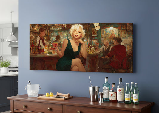 Retro Bar Elegance Canvas Wall Art – Single & 3 Panel Split – AI PRINT LAB