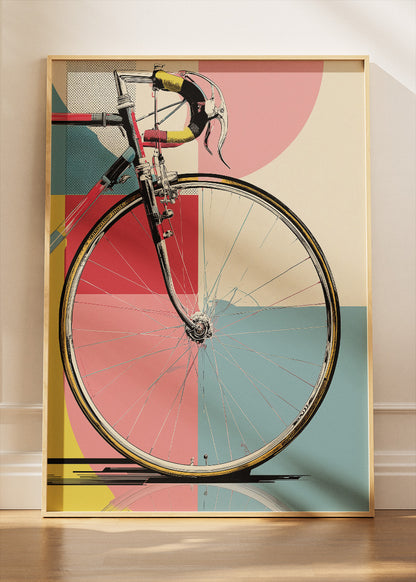 Retro Bicycle Art Print & Canvas – Modern Geometric Cycling Wall Art