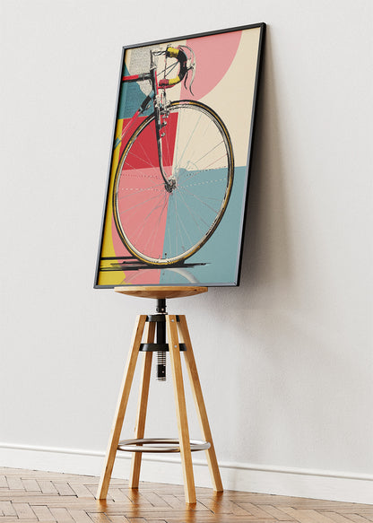 Retro Bicycle Art Print & Canvas – Modern Geometric Cycling Wall Art