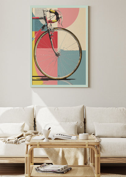 Retro Bicycle Art Print & Canvas – Modern Geometric Cycling Wall Art