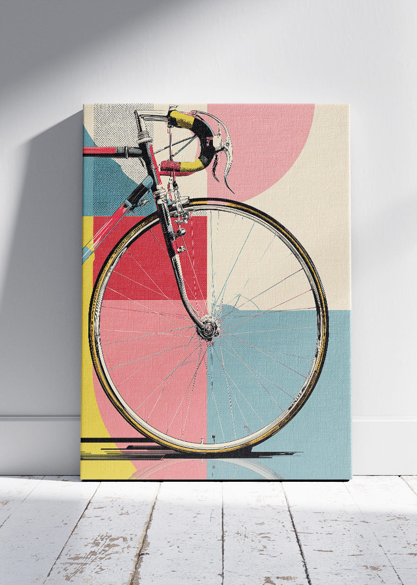 Retro Bicycle Art Print & Canvas – Modern Geometric Cycling Wall Art