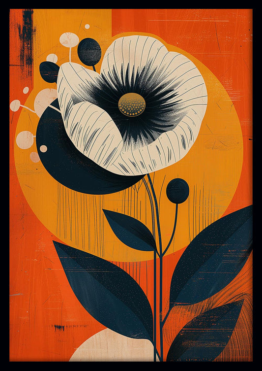 Retro Bloom – Bold Mid-Century Modern Flower Canvas & Poster Art – T995 – AiPrintLab