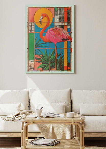 Retro Flamingo Canvas Print & Poster – Modern Tropical Wall Art