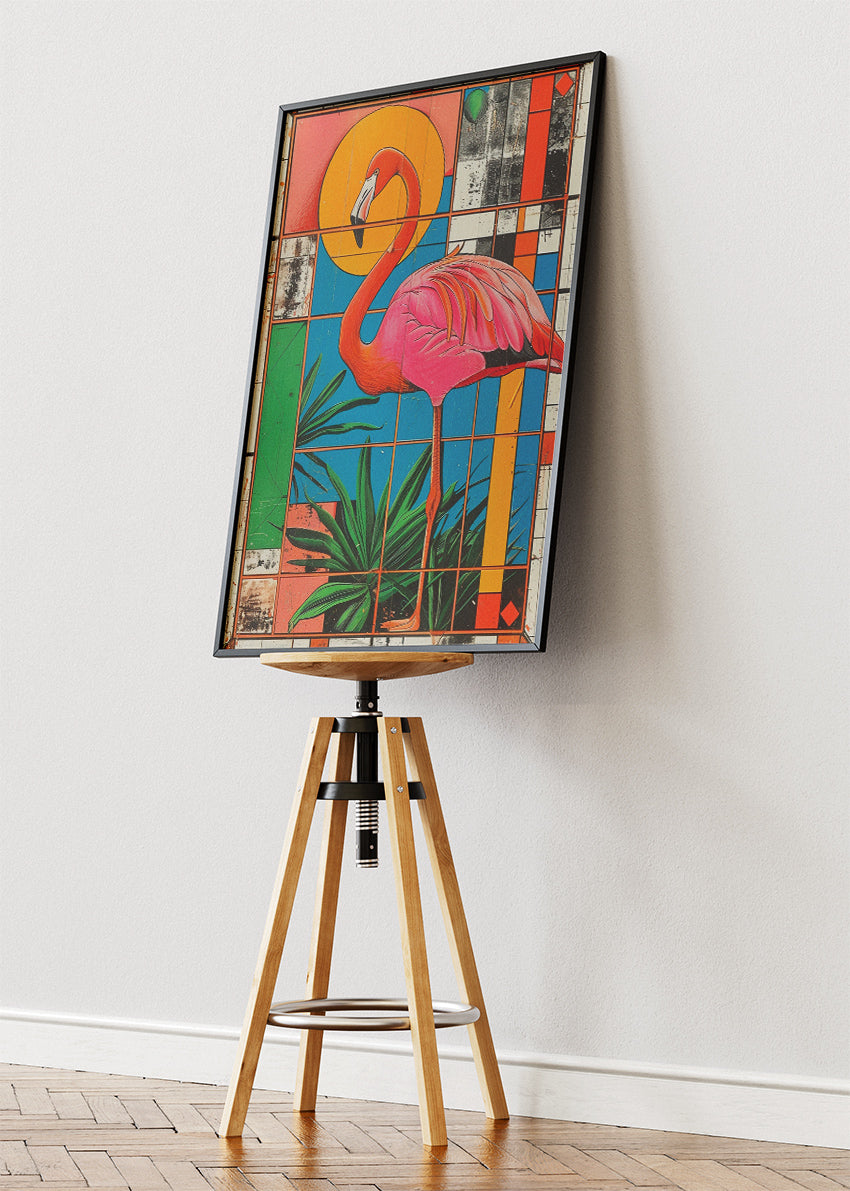 Retro Flamingo Canvas Print & Poster – Modern Tropical Wall Art