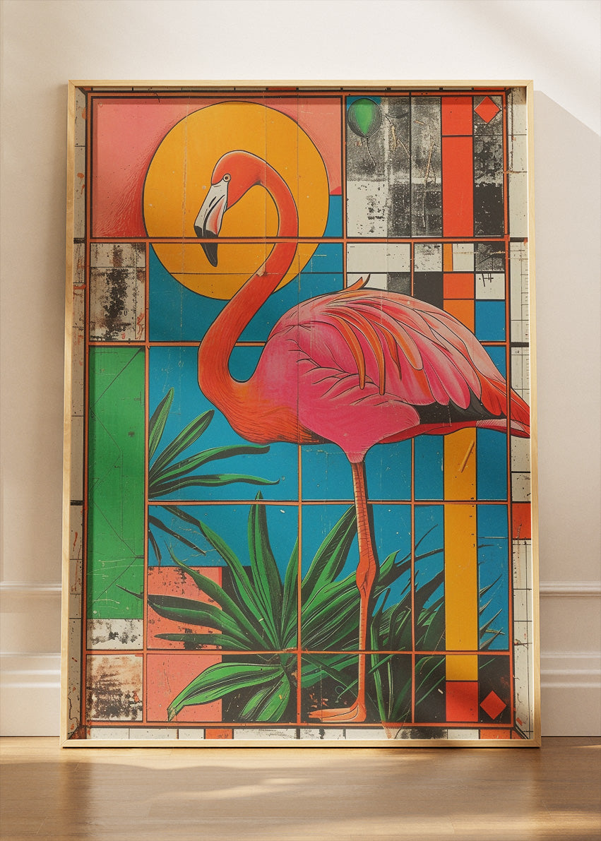Retro Flamingo Canvas Print & Poster – Modern Tropical Wall Art