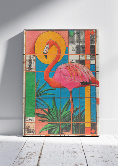 Retro Flamingo Canvas Print & Poster – Modern Tropical Wall Art