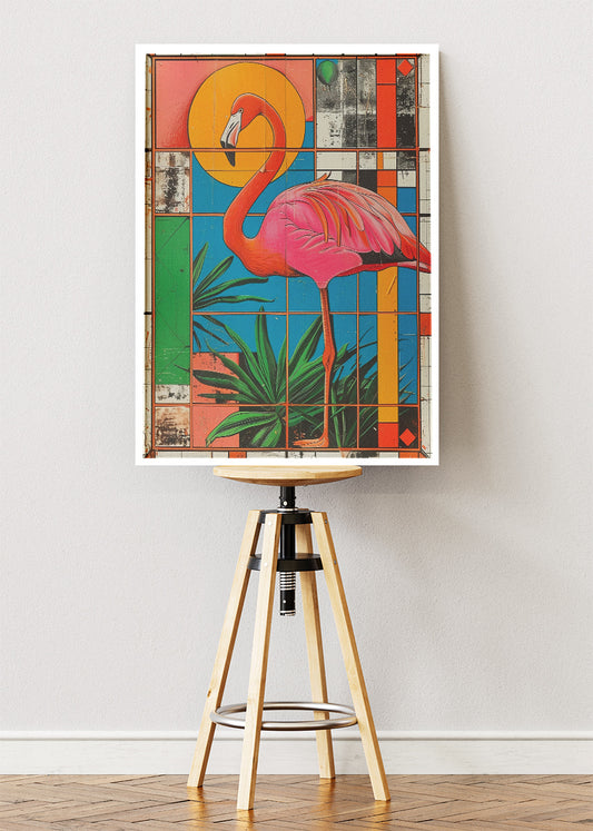 Retro Flamingo Canvas Print & Poster – Modern Tropical Wall Art