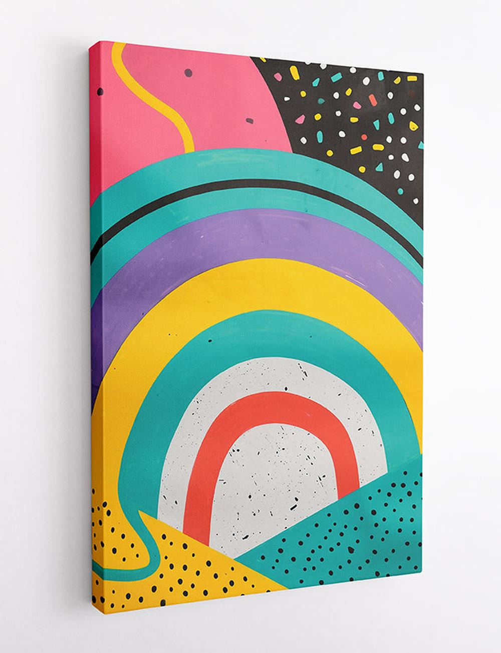 Retro Memphis Style Rainbow Canvas Art & Poster – T734 – AiPrintLab