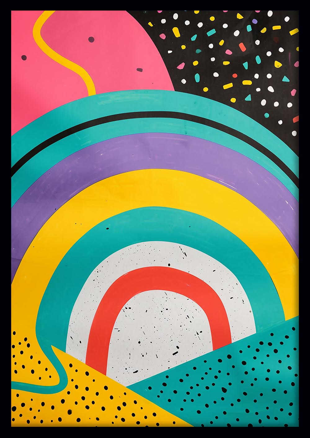Retro Memphis Style Rainbow Canvas Art & Poster – T734 – AiPrintLab