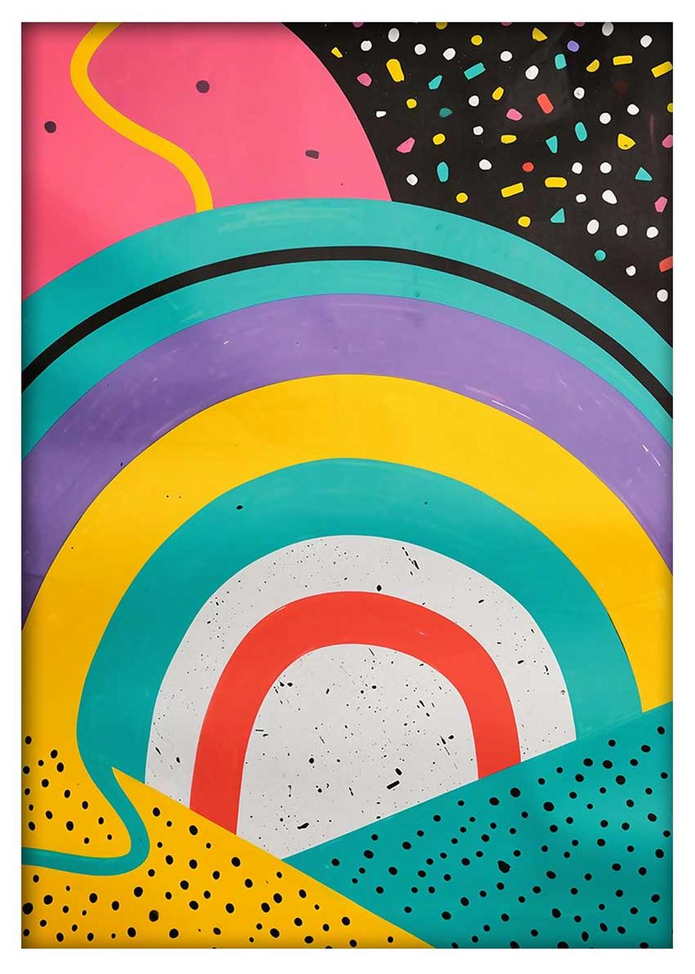 Retro Memphis Style Rainbow Canvas Art & Poster – T734 – AiPrintLab