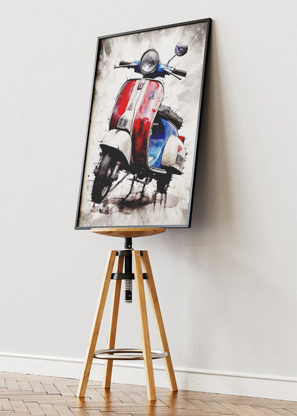 Retro Scooter Tricolor Poster Canvas & Print – AI PRINT LAB
