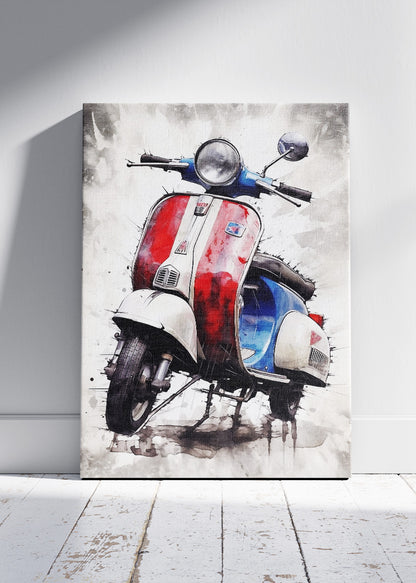 Retro Scooter Tricolor Poster Canvas & Print – AI PRINT LAB
