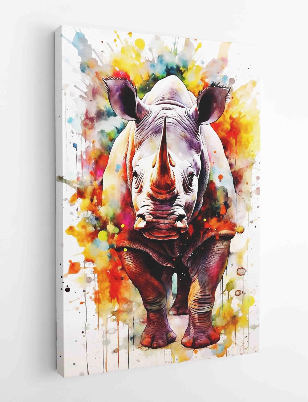 Rhino Canvas & Poster Wall Art T478 Wildlife Series