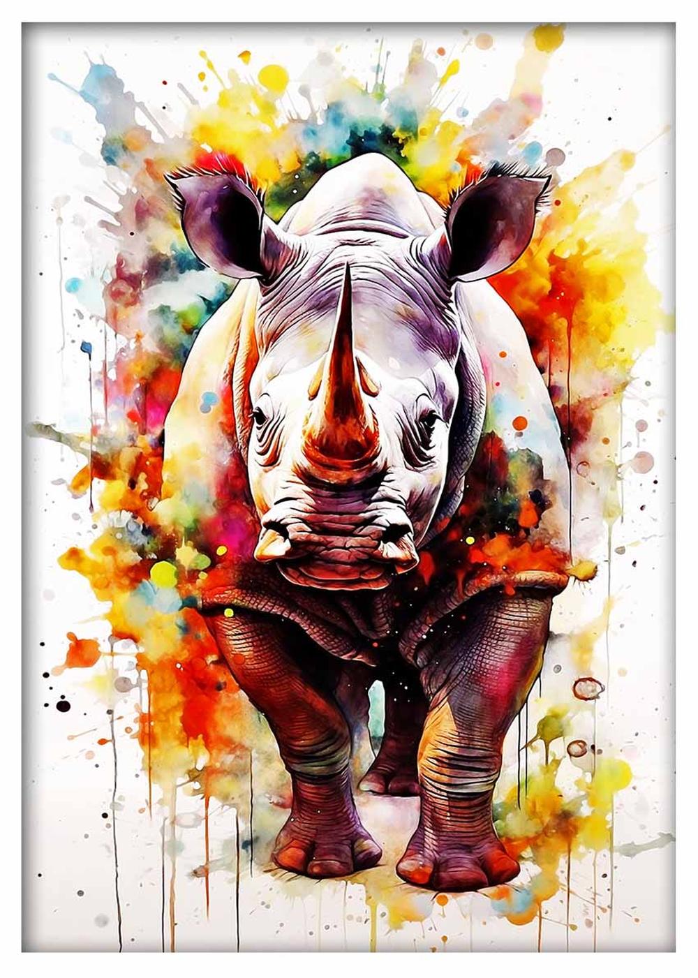 Rhino Canvas & Poster Wall Art T478 Wildlife Series