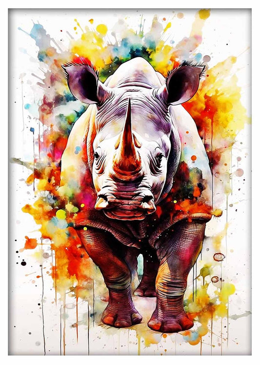 Rhino Canvas & Poster Wall Art T478 Wildlife Series