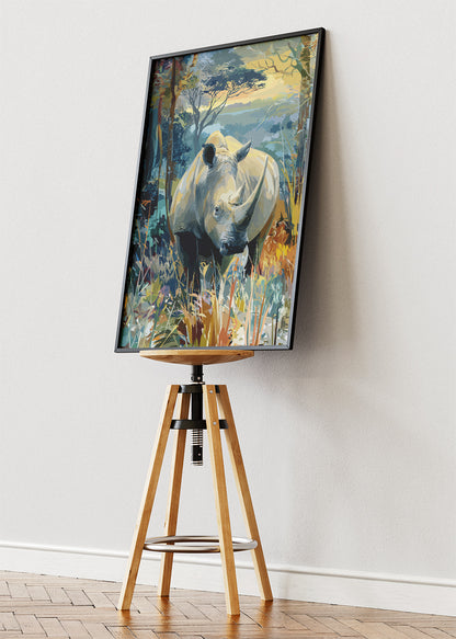 Rhinoceros Wall Art Print & Canvas – Modern Wildlife Nature Artwork