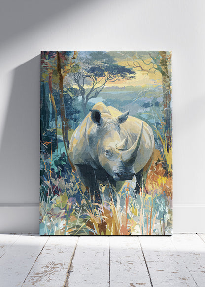 Rhinoceros Wall Art Print & Canvas – Modern Wildlife Nature Artwork