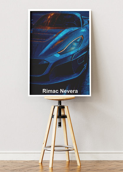 Rimac Nevera Night Edition Canvas Print & Poster – Electric Hypercar Wall Art – AI PRINT LAB