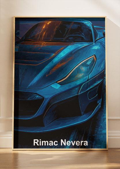 Rimac Nevera Night Edition Canvas Print & Poster – Electric Hypercar Wall Art – AI PRINT LAB