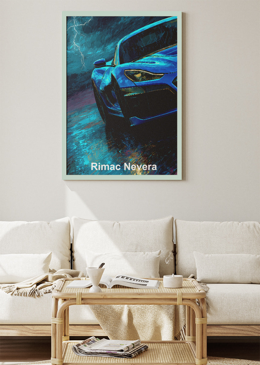 Rimac Nevera Storm Edition Canvas Print & Poster – Electric Hypercar Wall Art – AI PRINT LAB