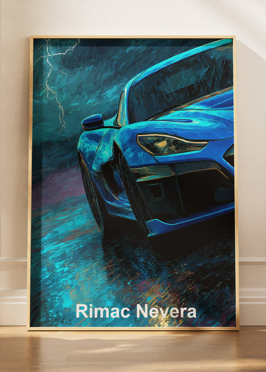 Rimac Nevera Storm Edition Canvas Print & Poster – Electric Hypercar Wall Art – AI PRINT LAB