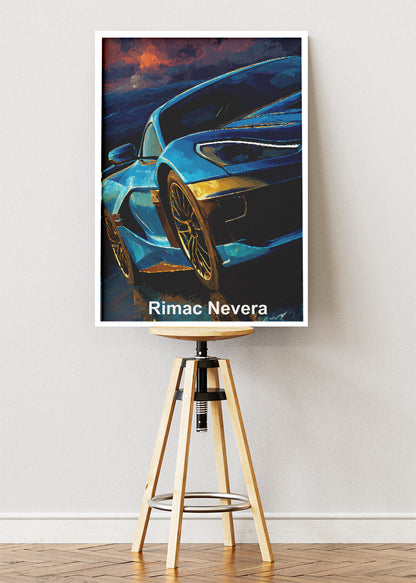 Rimac Nevera Sunset Edition Canvas Print & Poster – Electric Hypercar Wall Art – AI PRINT LAB